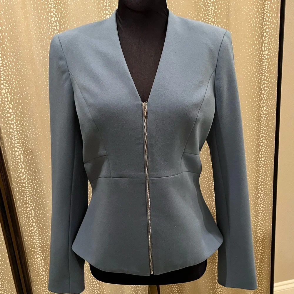 Calvin Klein Zip Up Slate Blue Blazer - Picture 2 of 8